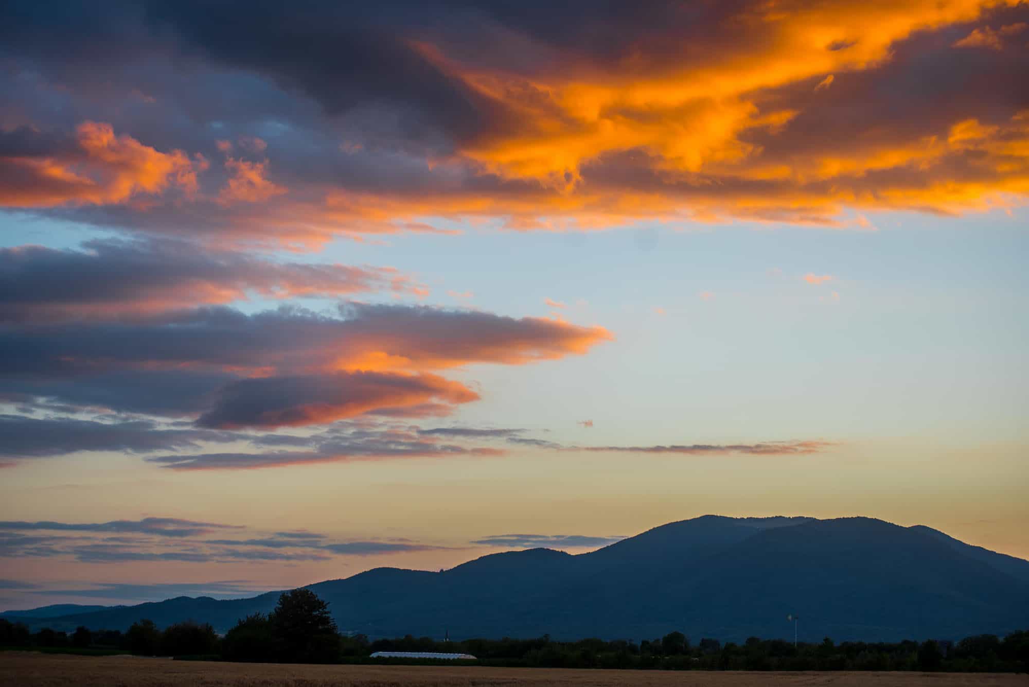 Sunset over the Vosges mountains