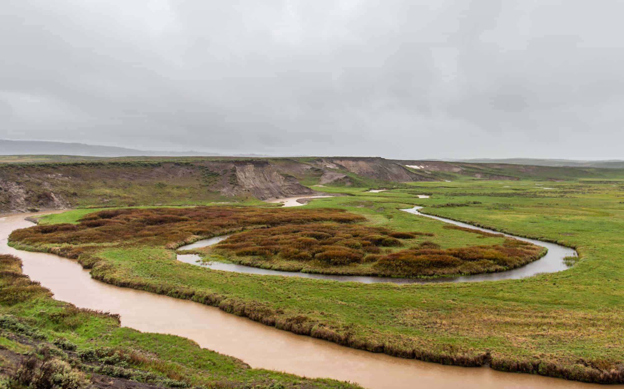 A river winds through the landscape